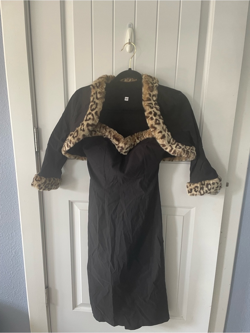 Pinup Couture Black Strapless Wiggle Dress with Leopard Trim Stephanie dress - Picture 2 of 7